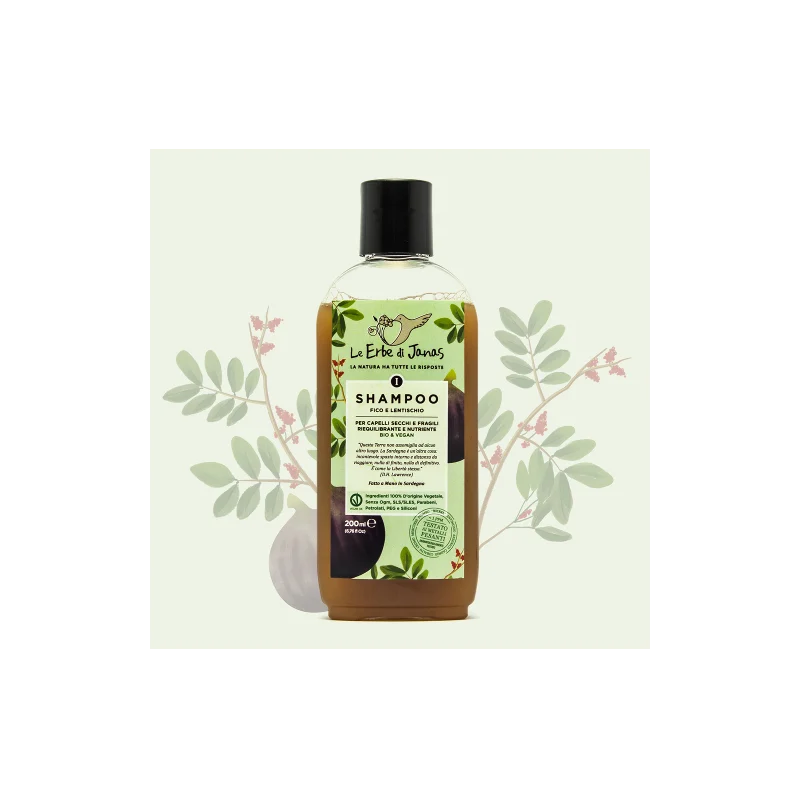 LE ERBE DI JANAS Shampoo Fico e Lentischio – Capelli Secchi e Fragili