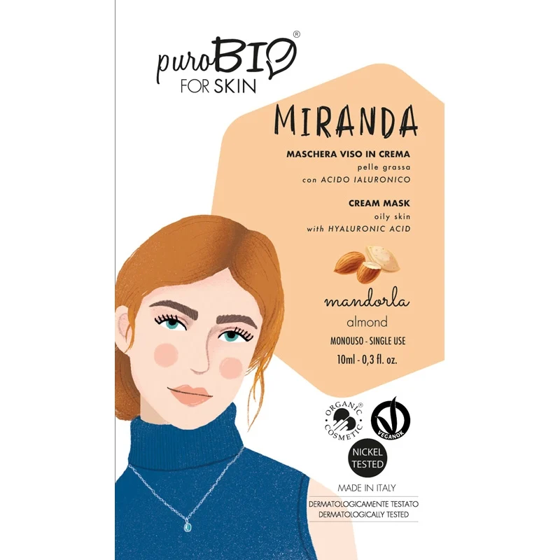 PUROBIO Maschera Viso MIRANDA in Crema Pelle Grassa – Mandorla