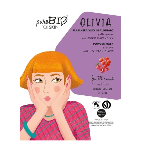 PUROBIO Maschera Viso OLIVIA Peel Off Pelle Grassa – Frutti Rossi