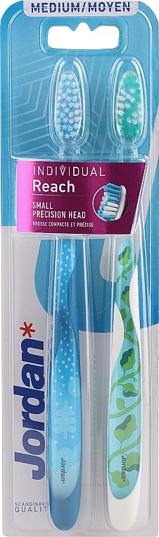 Spazzolino da denti, medio, turchese con foglie + blu