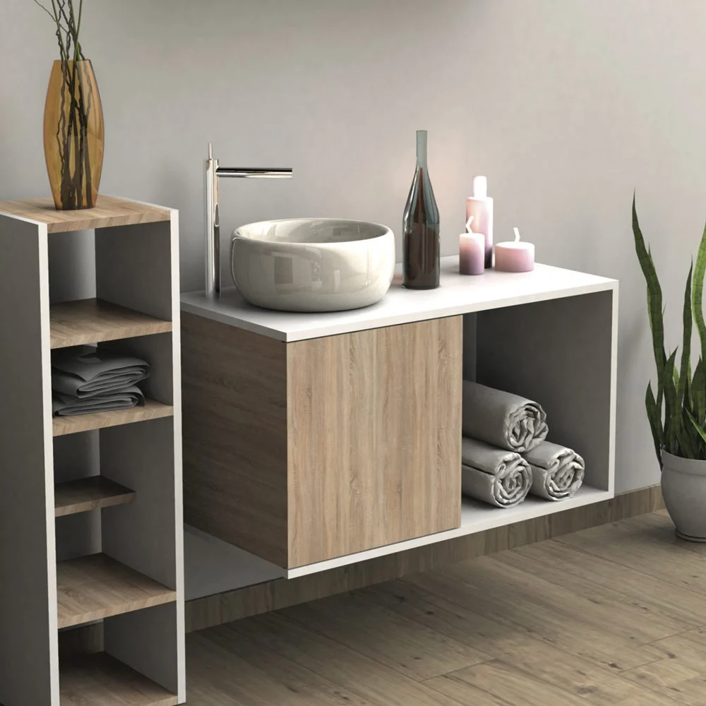 Mobile sospeso aperto con Lavello per centro estetico spa salone di bellezza lavandino con rubinetto2