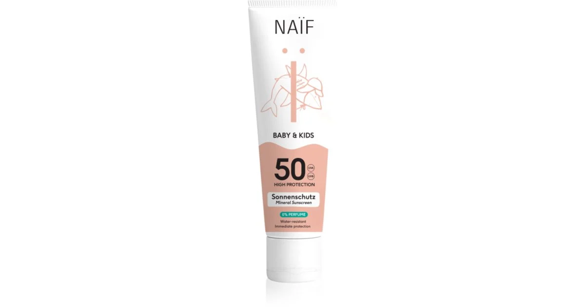 Naif Baby & Kids 0% Profumo SPF 50- Crema solare minerale protettiva per bambini e neonati senza profumo - 100ml
