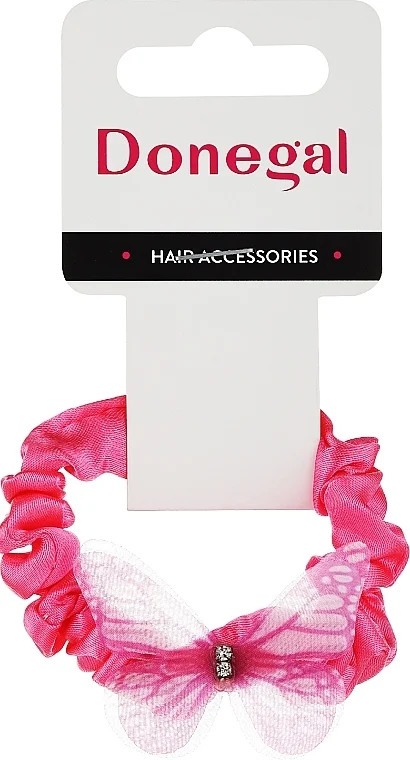 Elastico per capelli FA-5634+2, rosa acceso con farfalla