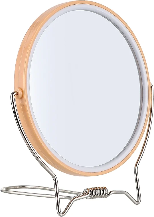 Specchio cosmetico bifacciale, 13 cm, beige