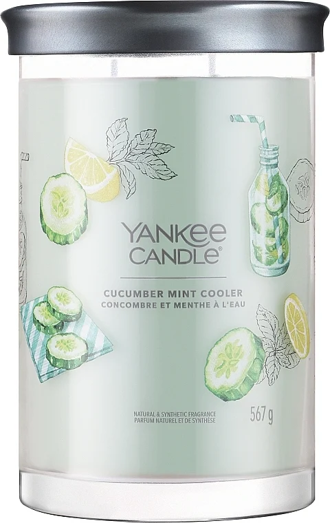 Candela profumata in bicchiere "Cucumber Mint Cooler", 2 stoppini