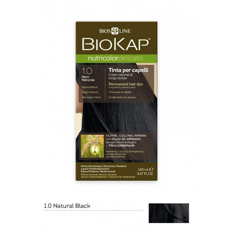 BIOKAP Nutricolor Delicato – Tinta 1.0 Nero Naturale