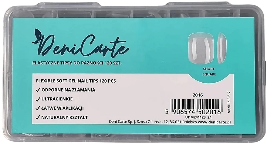 Tip ad unghie in gel per estensione "Quadrata", corte, 120 pezzi