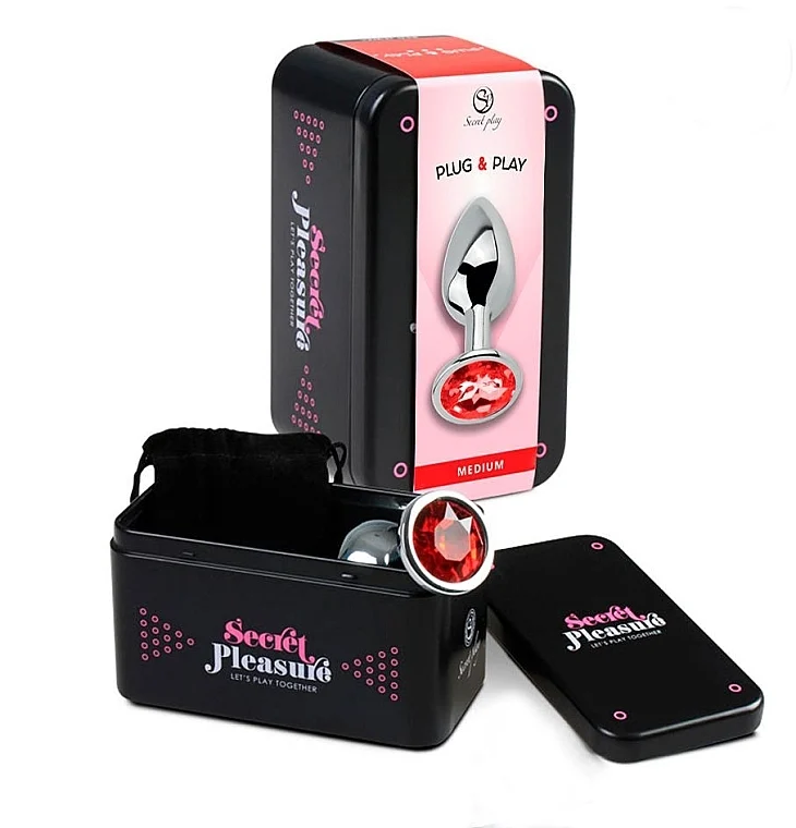 Plug anale in metallo, 6152R, rosso, taglia M