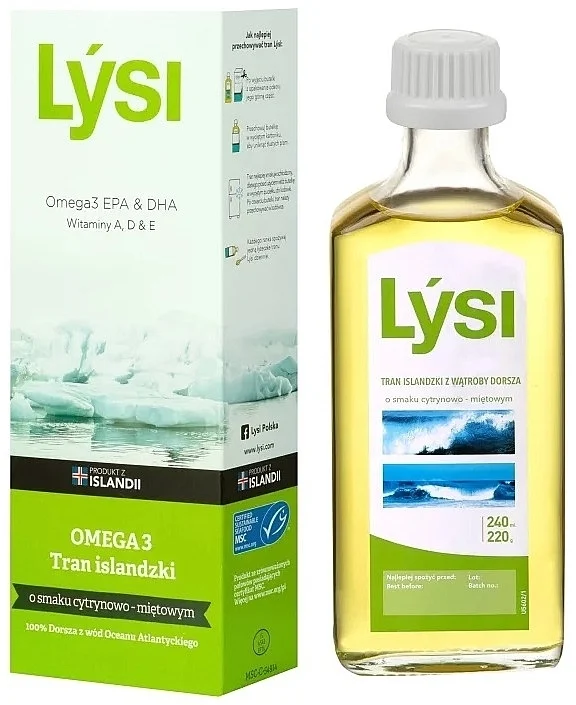 Olio di fegato di merluzzo islandese, con aroma di limone e menta