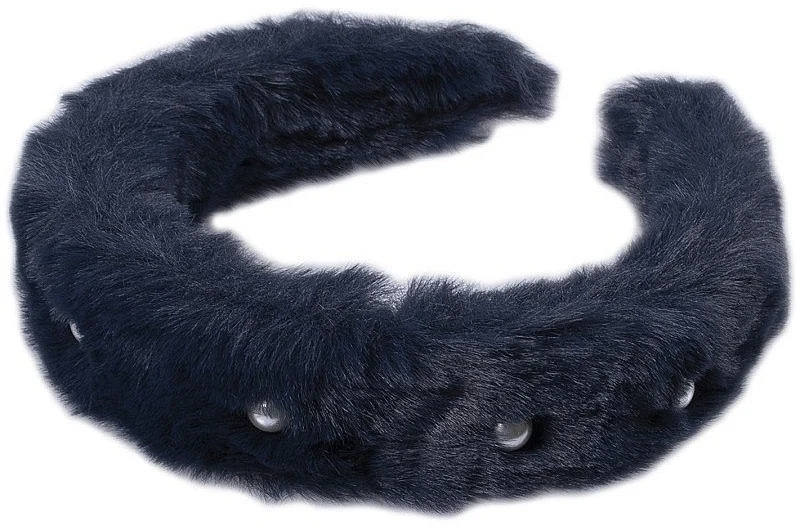 Cerchietto per capelli in pelliccia sintetica, 27932, blu marino
