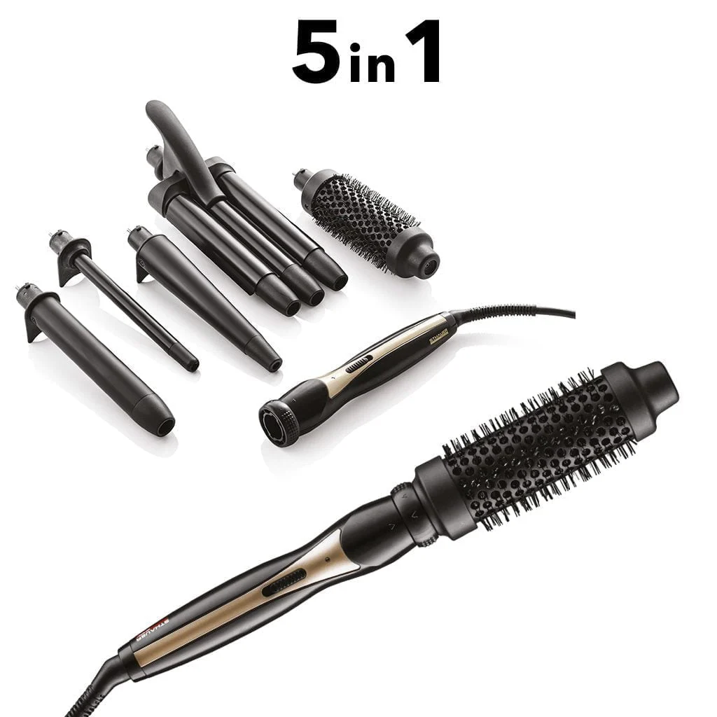 Set Arricciacapelli professionale PIASTRA PER CAPELLI 5in1 ceramica tourmalina AIR COMBO PRO STYLING