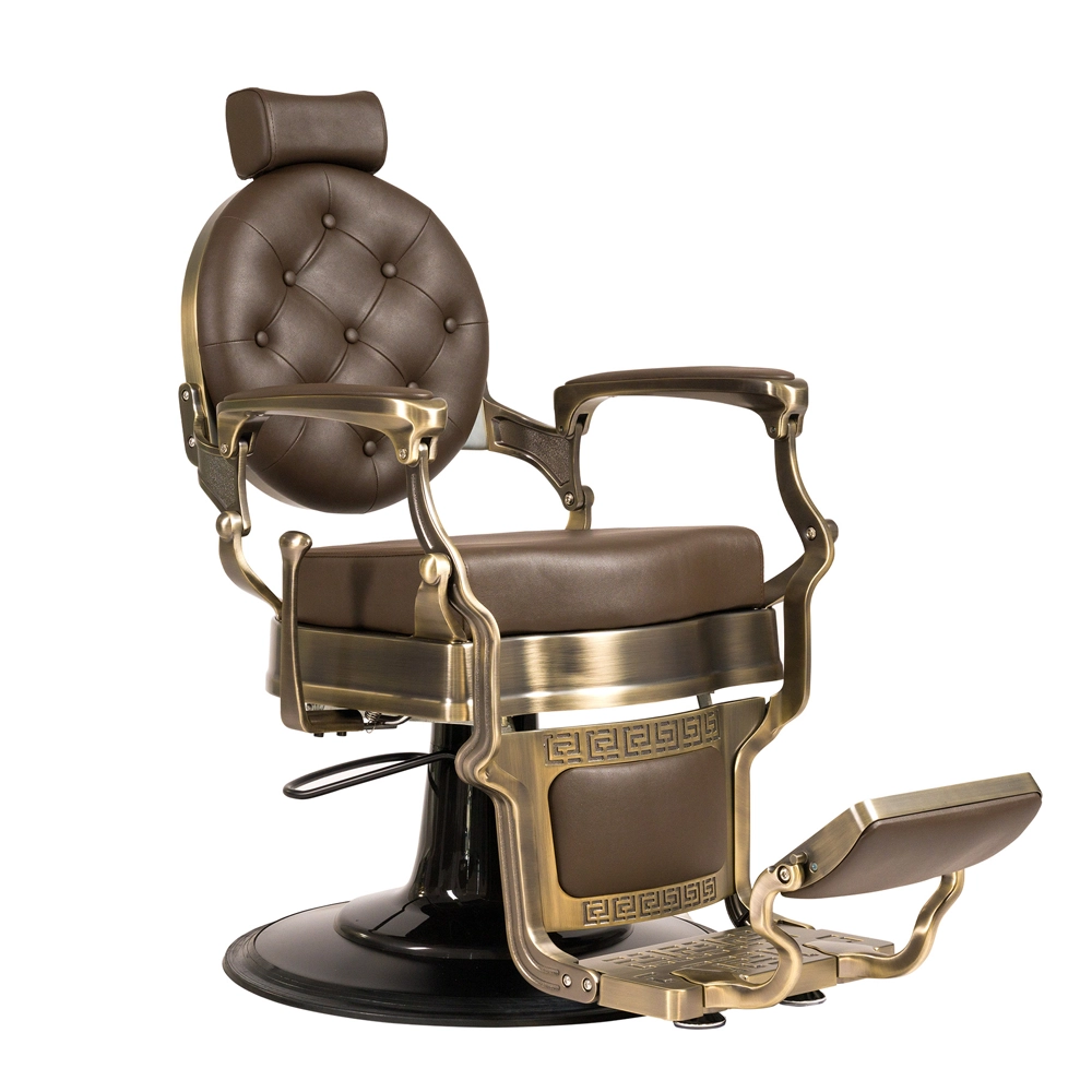 POLTRONA DA BARBIERE VINTAGE BARBER SHOP RECLINABILE POMPA IDRAULICA DA TAGLIO CAPELLI BUZZ BRONZE MUDI