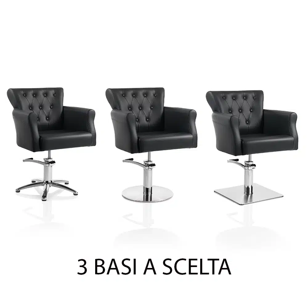 Poltrona da parrucchiere in sky ecopelle nero HAIR THRONE
