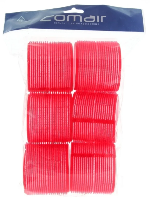 Set di bigodini con velcro "Jumbo", 6 pezzi, rosso, d70