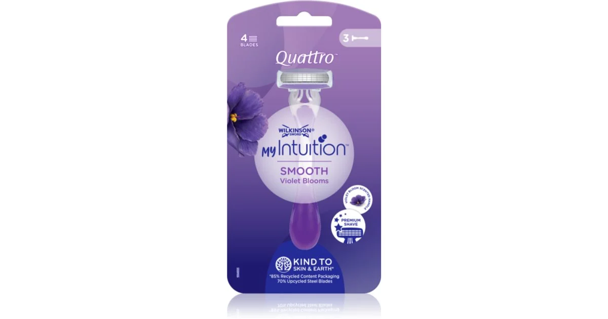 Wilkinson Sword Quattro da donna My Intuition rasoi monouso Violet Blooms 3 pezzi