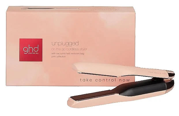 Piastra per capelli cordless, rosa