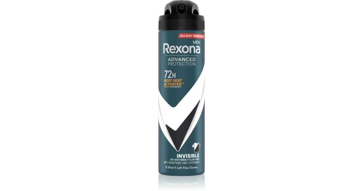 Rexona protezione avanzata antritraspirante contro le macchie bianche e gialle 72 ore per uomo Invisible 150 ml