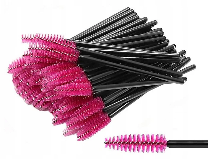 Set Scovolini per ciglia e sopracciglia usa e getta, nero-rosa