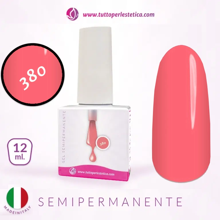 Semipermanente colore salmone lucido N 380 da 12 ML – Hema e TPO Free
