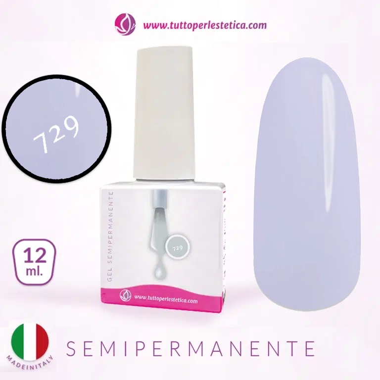 Semipermanente colore azzurro polvere N 729 da 12 ML – Hema e TPO Free