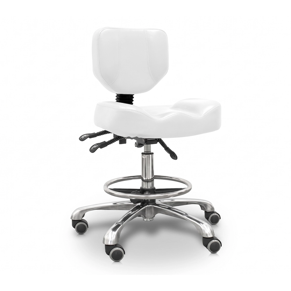 Sgabello Tecnico Professionale con Schienale Reclinabile Tuttoperlestetica – Ideale per Manicure, Pedicure e Centro Estetico