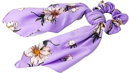 Elastico per capelli, stampa floreale, lilla