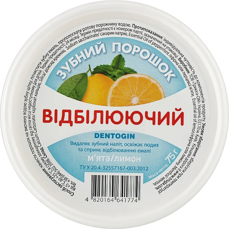 Dentifricio in polvere "Sbiancante. Menta/limone"
