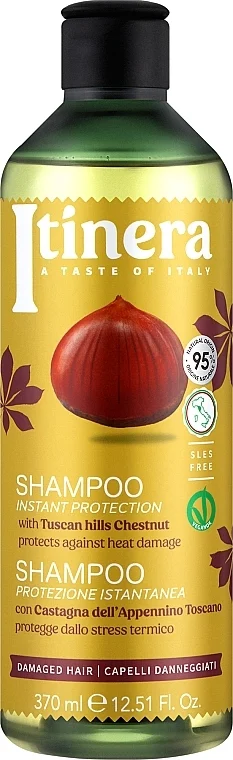 Shampoo per la protezione dei capelli dai danni del calore con castagna toscana