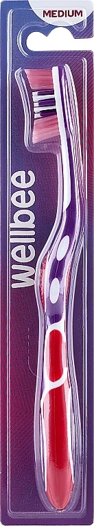 Spazzolino da denti medio duro, confezione blister, viola con rosso