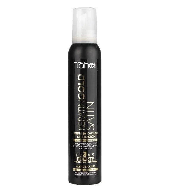 Tahe Keratin Gold Satin Foam Dry or Damaged Hair Fixation 3 200ml