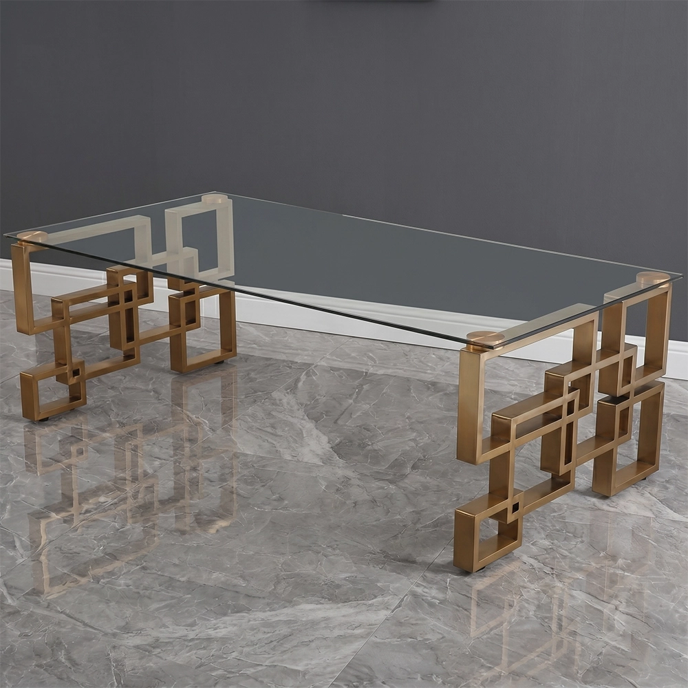 Consolle Sokumo stile Japandi con top in ceramica effetto marmo Calacatta e struttura in metallo dorato