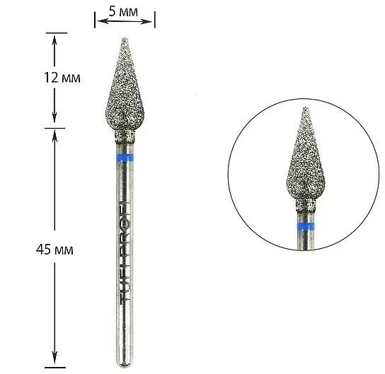 Punta fresa diamantata "Bud round, long", 893 266 050B 5mm, blu