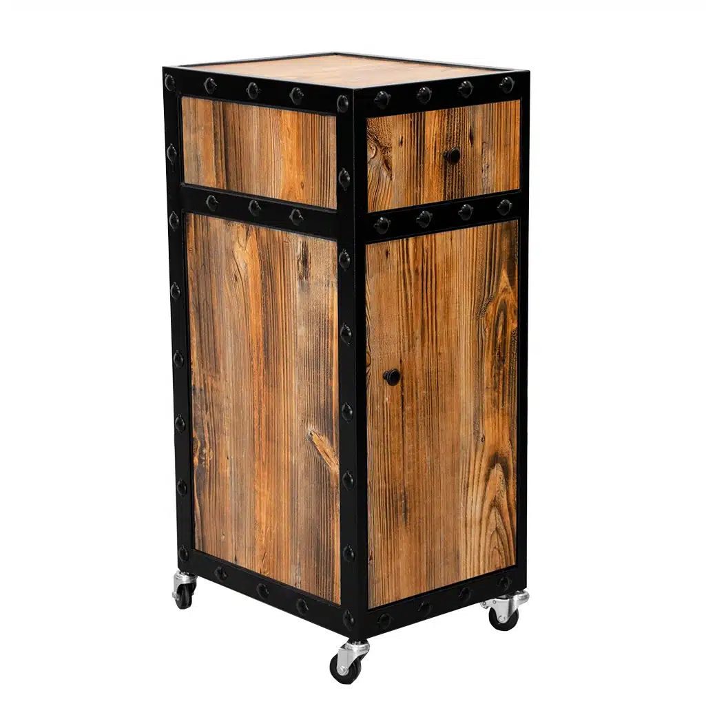 Trolley per Barbiere e Parrucchiere in Legno – Stile Industrial