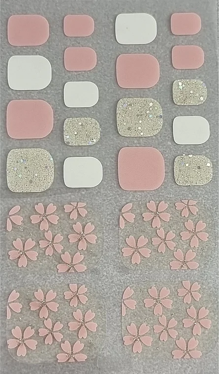 Adesivi gel autoadesivi per pedicure, fiore beige e oro