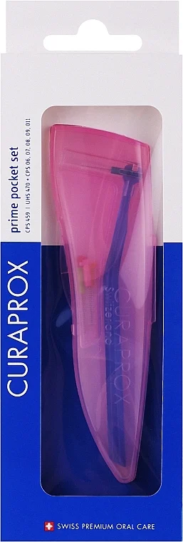 Set di scovolini interdentali con manico, contenitore rosa