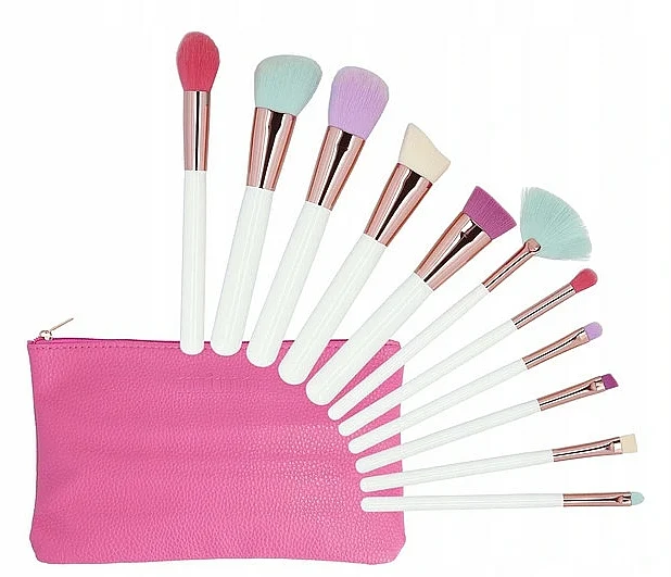 Set pennelli trucco, con custodia, 11 pezzi