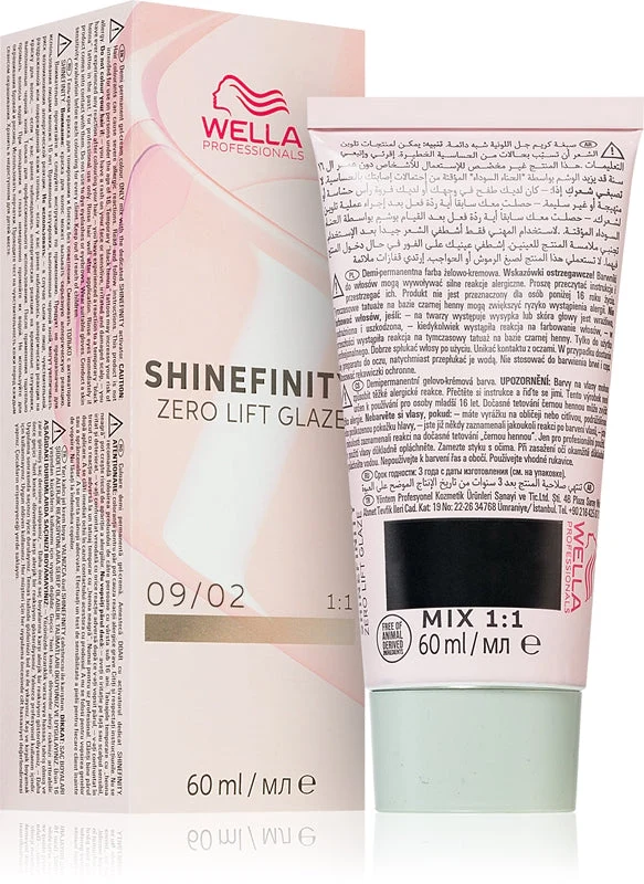Tintura per capelli inglese Wella Shinefinity Zero Lift Glaze 60ml 09/02 | Biondo opaco naturale molto chiaro