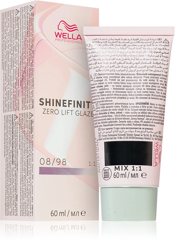 Wella Shinefinity Zero Lift Glaze Tintura per capelli inglese 60ml 08/98 | Biondo chiaro argento perlato