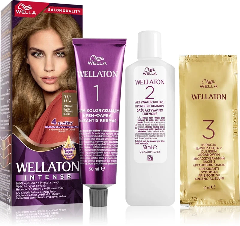 Wella Wellaton Intense tinta permanente per capelli con olio di argan colore 7/0 biondo medio