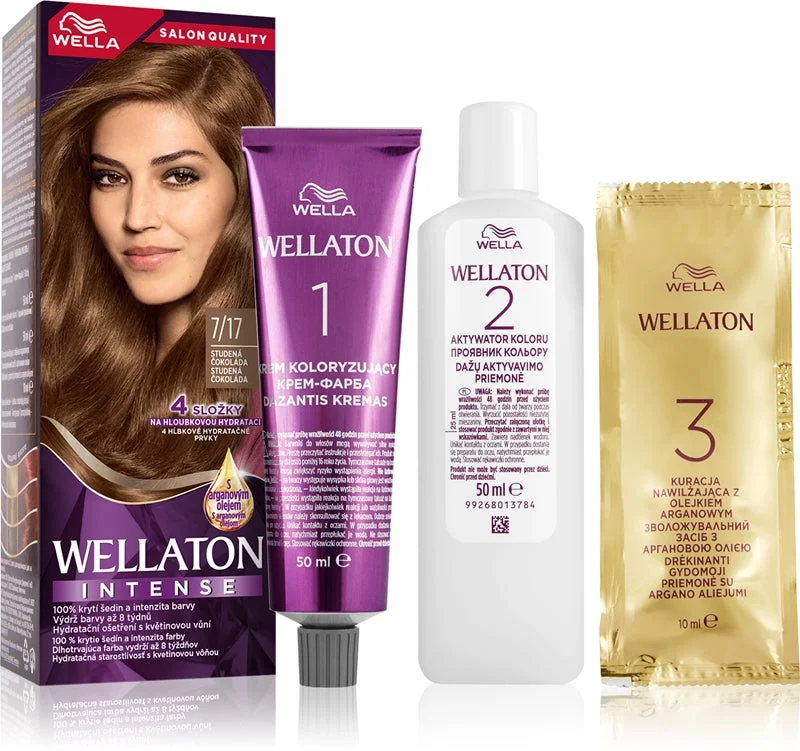 Wella Wellaton Intense tinta permanente per capelli con olio di argan colore 7/17 Frosted cioccolato