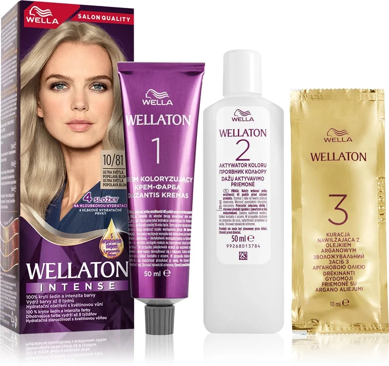 Wella Wellaton Intense tinta permanente per capelli con olio di argan colore 10/81 Ultra biondo chiaro cenere