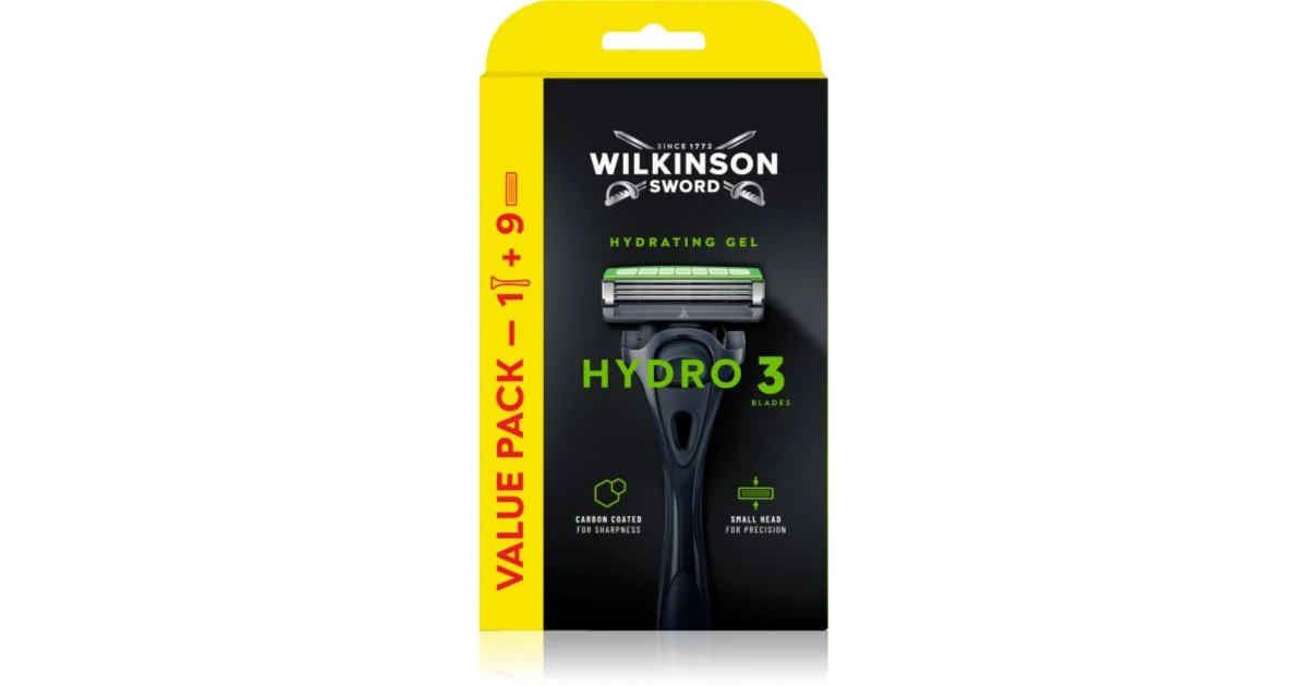 Wilkinson Hydro 3 Set - Rasoio con una testina + testina di ricambio (8 pezzi)