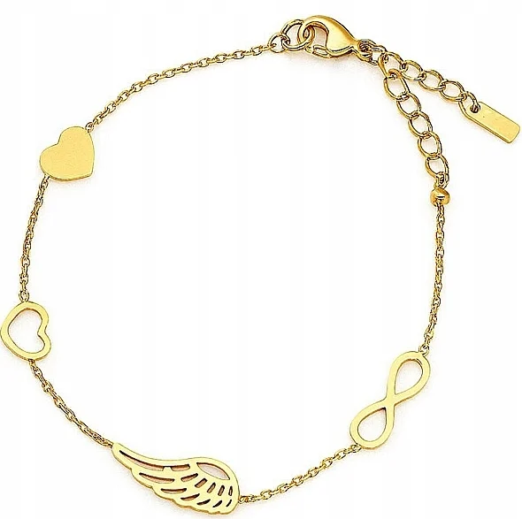 Bracciale in acciaio chirurgico, oro placcato, 14 carati, BST1554