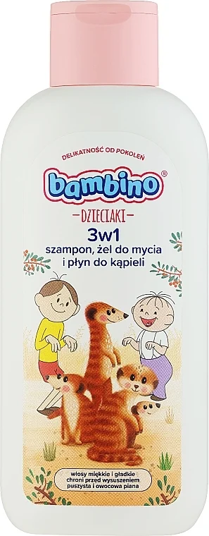Shampoo, gel e schiuma da bagno per bambini 3 in 1 "Suricati"