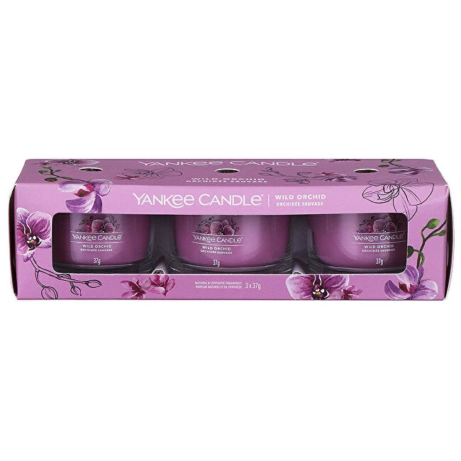 Yankee Candle Set di candele votive in vetro Wild Orchid 3 x 37 g