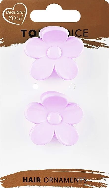 Fermagli per capelli "Fiori", 21442+1, 2 pz., fiori lilla chiaro